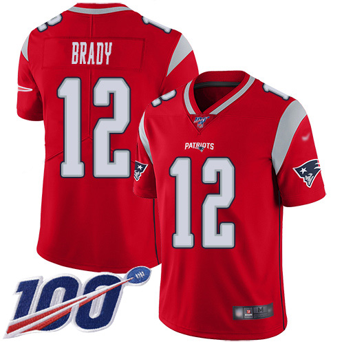 New England Patriots Football #12 100th Season Inverted Legend Limited Red Men Tom Brady NFL Jersey